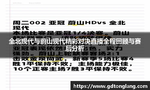 全北现代与蔚山现代精彩对决直播全程回顾与赛后分析